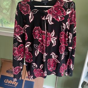 Lands' End Black and Pink Buttoned Cardigan